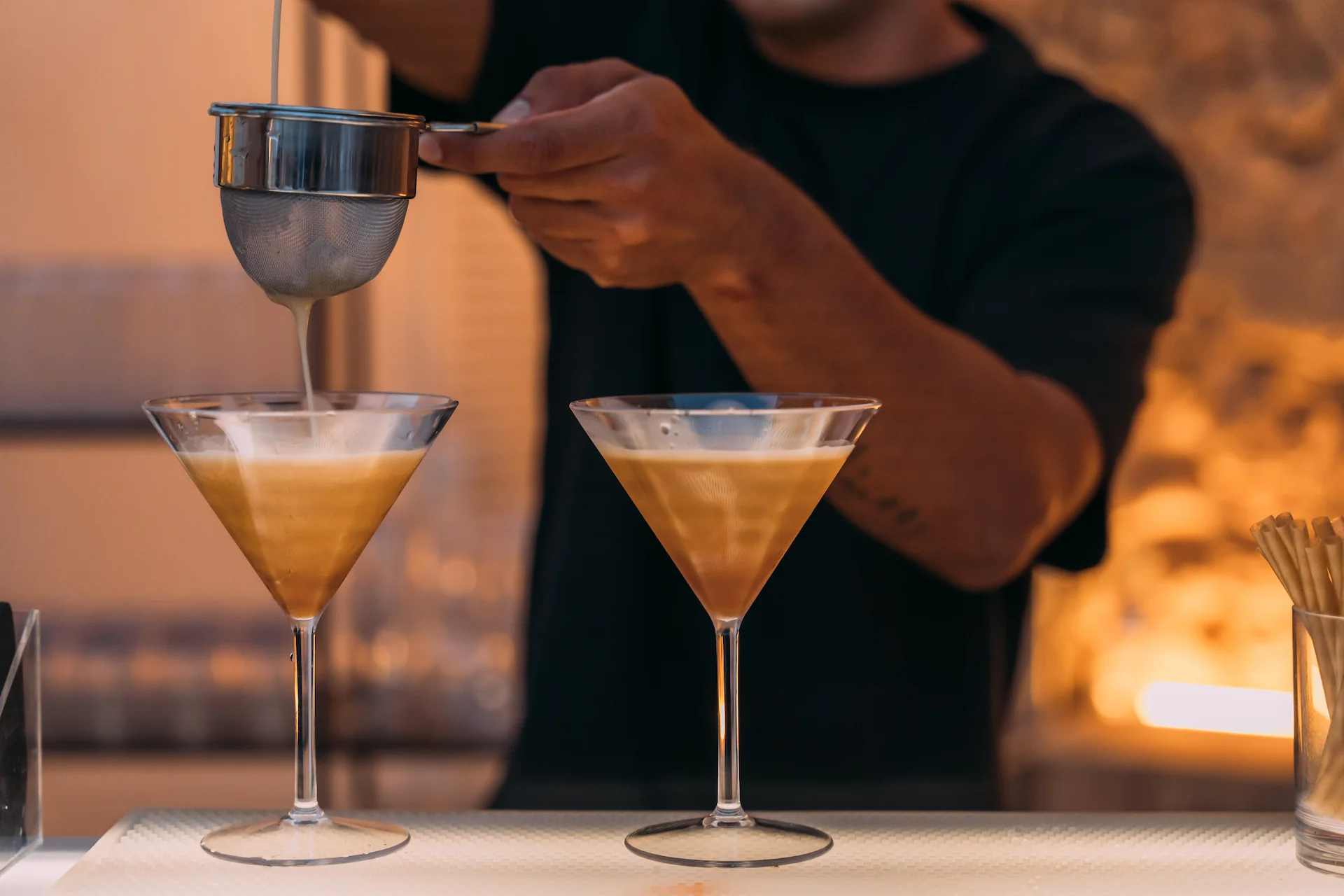 Bartender crafting artisan cocktails at a luxury private villa in Ibiza